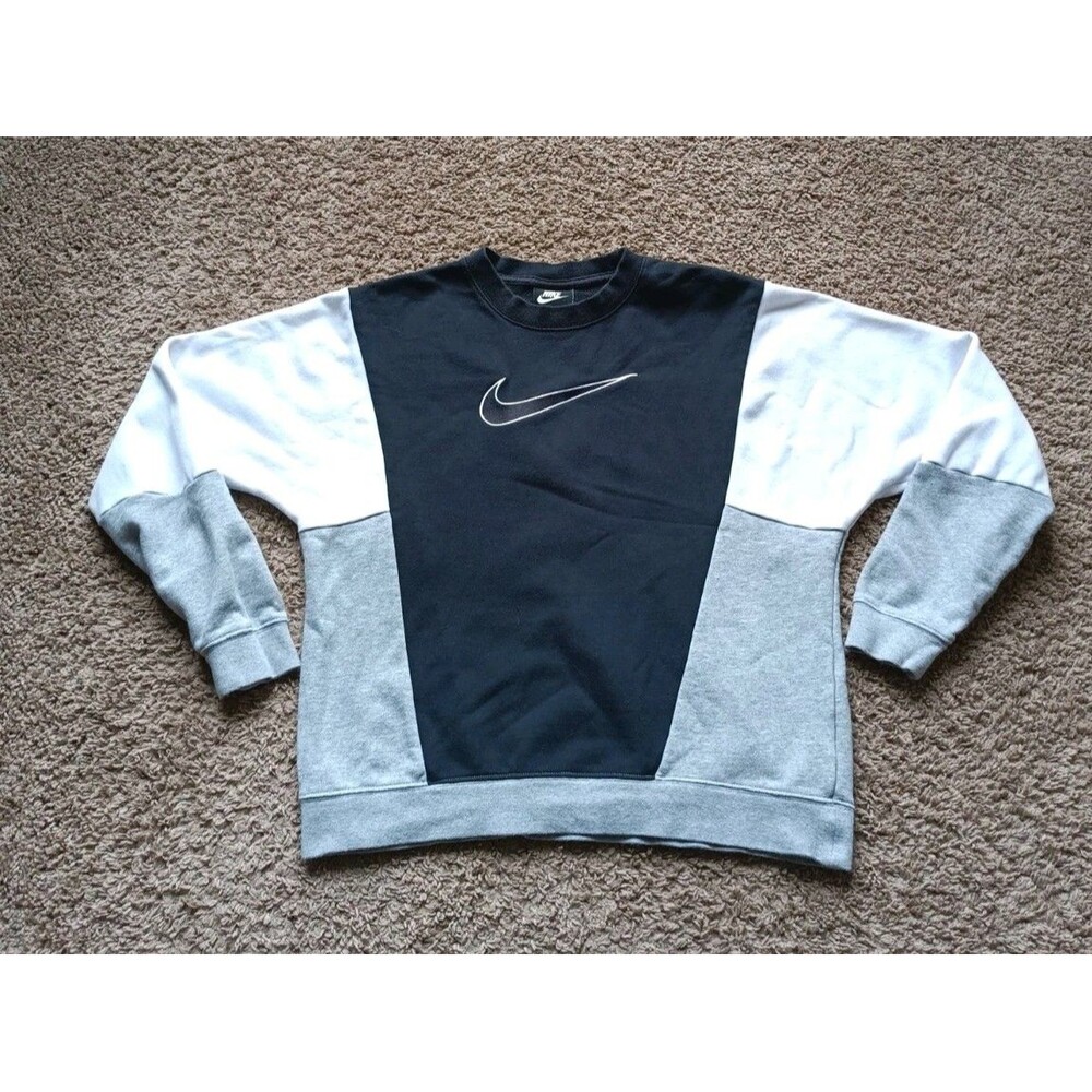 Vintage Nike Sweatshirt Womens Size XS Black Colorblock Pullover Embroidered